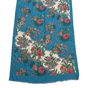 Vintage 80s Floral Scarf Wrap Lightweight Oversized Retro Grandma Glam 26x72‎